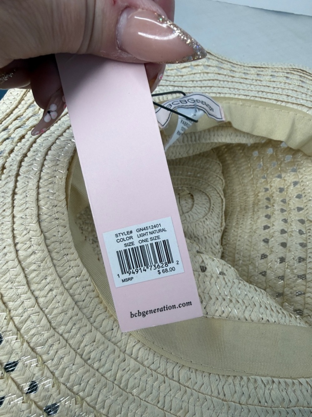 NWT BCBG Breathable Straw Sun Hat in Natural Cream - Picture 6 of 6